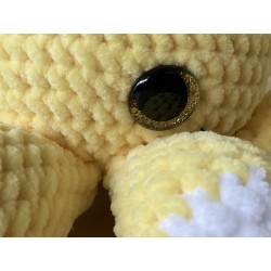 Plyšová hrkálka - žltá chobotnička s trblietavými očami